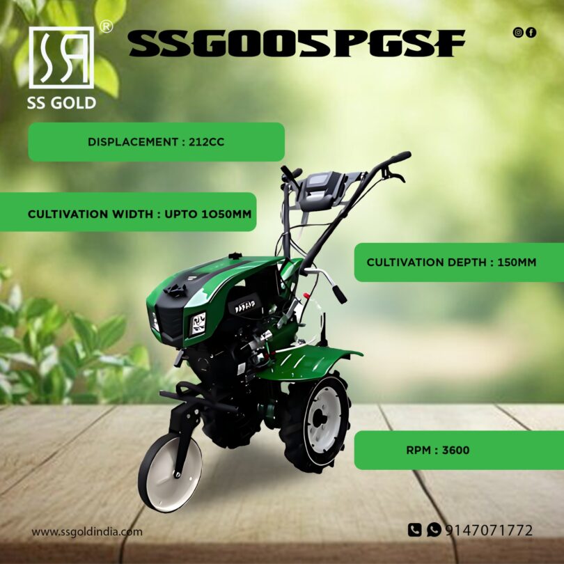 Power Weeder 170F/7HP 4 Stroke Petrol Engine SSG005PDSF  | Suitable for Garden & Agriculture, Weeding in All Types of Crops - Image 4
