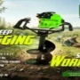 SS GOLD petrol earth auger machine drilling soil for plantation, fencing, and agricultural digging with farmers working in the background.