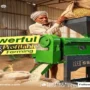 Farmer operating an SS GOLD rice mill machine to process harvested paddy into clean rice inside a modern agricultural warehouse, showcasing efficient rice milling and profitable farming.