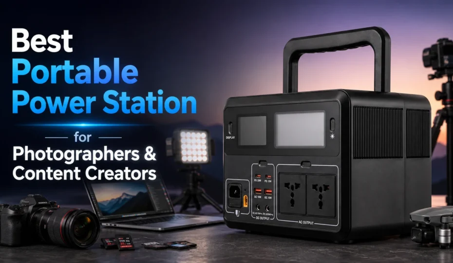Best portable power station for photographers and content creators with camera, laptop and photography gear