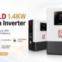 Promotional banner for the SS GOLD 1.4KW Lithium Inverter featuring two product views, headline text, and key benefits including integrated LiFePO4 battery, up to 12 years battery life, pure sine wave output, solar charging support, fast charging, and home, office, and shop backup.