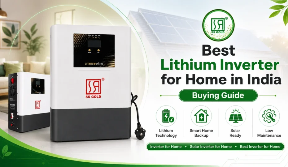 Best lithium inverter for home in India with LiFePO4 battery and solar charging support