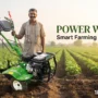 Indian farmer using a Power Weeder for agricultural field work