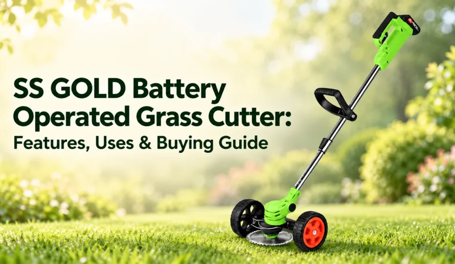SS GOLD Battery Operated Grass Cutter for lawn trimming, weed cutting and garden maintenance