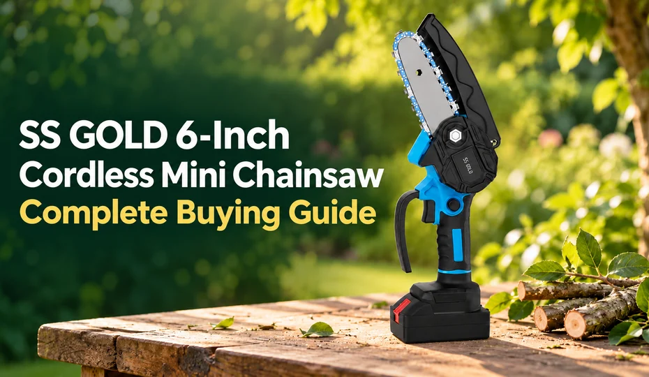 SS GOLD 6-Inch Cordless Mini Chainsaw for garden pruning and small branch cutting